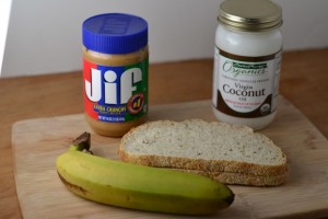 Toasted Coconut Peanut Butter and Banana Breakfast Sandwich