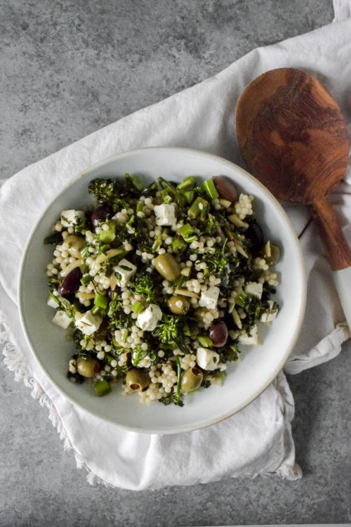 Broccolini Couscous Salad with Olives and Feta