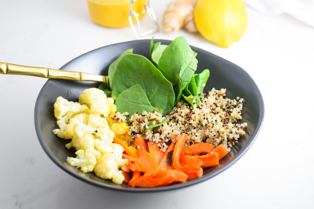 Roasted Cauliflower Veggie Bowls with Turmeric Sunshine Sauce Natalie